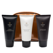 Тревел-набір Hadat Cosmetics Hydro Silk Hair шампунь, кондиціонер, маска, 3х70 мл + косметичка