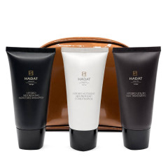 Тревел-набір Hadat Cosmetics Hydro Silk Hair шампунь, кондиціонер, маска, 3х70 мл + косметичка