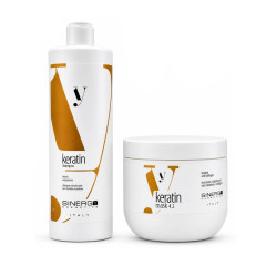 Набір Sinergy Keratin DUO L1 шампунь і маска для пошкодженого волосся з кератином, 2x500 мл