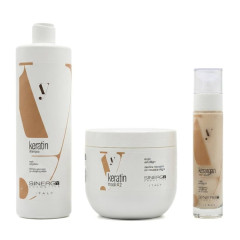Набір Sinergy Keratin TRIO L шампунь, маска і сироватка для сухого і пошкодженого волосся, 2х500+50 мл