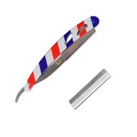 Опасная бритва T.D.J шаветка нержавеющая сталь красно-синие полоски набор со сменными лезвиями (10 шт.)