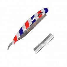 Небезпечна бритва T.D.J шаветка нержавіюча сталь червоно-сині смужки набір зі змінними лезами (10 шт.)