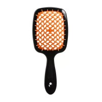 Janeke Продувная широкая расческа для укладки волос и сушки феном Superbrush Plus Hollow Comb черная ручка с оранжевыми зубчиками