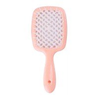 Продувная широкая расческа Janeke для укладки волос и сушки феном Superbrush Plus Hollow Comb бежевая с белыми зубчиками