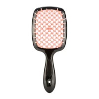 Janeke Продувний широкий гребінець для укладання волосся та сушіння феном Superbrush Plus Hollow Comb чорна з кремовими зубчиками