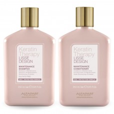 Набір Alfaparf Milano DUO Lisse Design Keratin Therapy шампунь і кондиціонер для блиску та шовковистості волосся, 2x250 мл