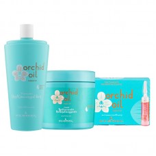 Набір KLERAL System TRIO Orchid шампунь, маска й ампули з олією орхідеї для сухого волосся 1000/500/100 мл