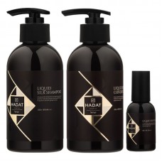 Набір "Рідкий Шовк" Hadat Liquid Silk TRIO шампунь, кондиціонер, олія для відновлення блиску та гладкості волосся 2х250/60 мл