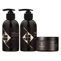 Набор "Жидкий Шелк" Hadat Liquid Silk TRIO шампунь, кондиционер, маска для восстановления блеска и гладкости волос 2х250/300мл