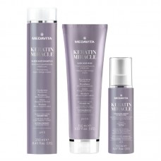 Набір Medavita Keratin Miracle Sleek Hair TRIO шампунь, маска, спрей для пухнастого та неслухняного волосся 250/150/150 мл