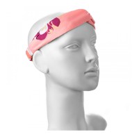 Косметична пов'язка-бандана з вузликом різнокольорова для волосся, рожева з квітами