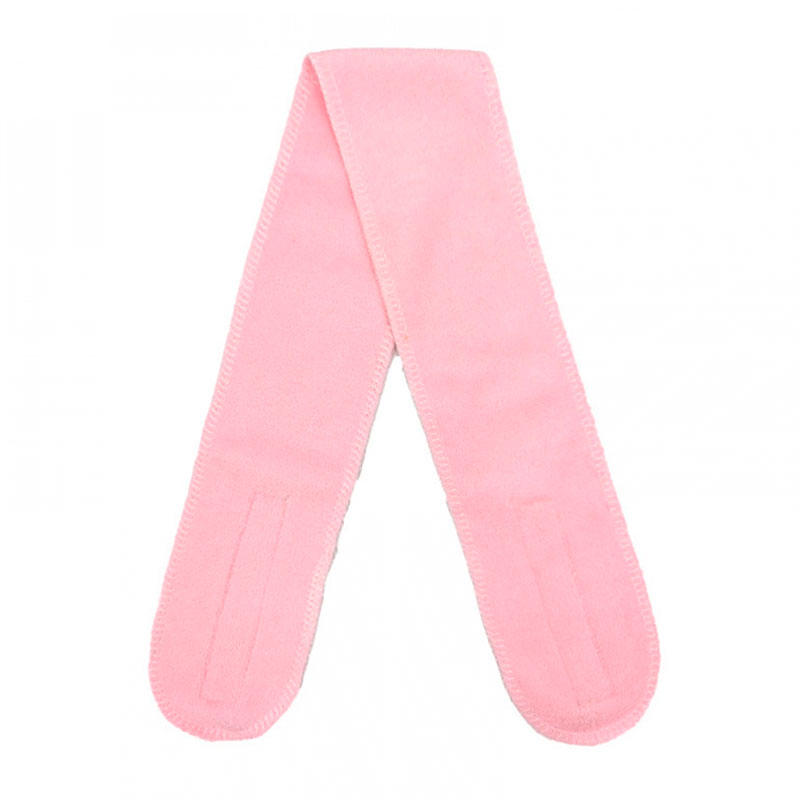 Косметична пов'язка на голову Professional HS 00839 на липучці махрова рожева