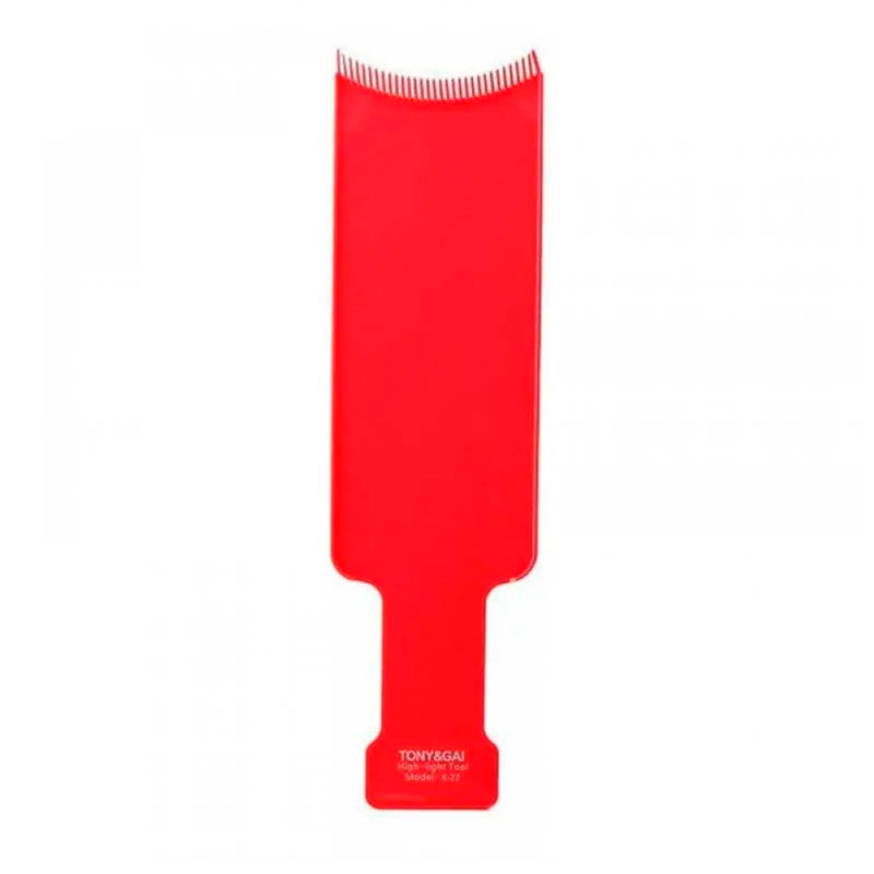 Лопатка-гребінець планшет із зубцями для фарбування, мелірування та балаяжу волосся T&G 26 см червона
