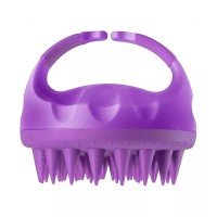 Щітка-масажер для миття шкіри голови полімерний із силіконовими зубцями, фіолетова