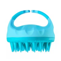 Щетка-массажер для мытья кожи головы полимерный с силиконовыми зубцами, голубая