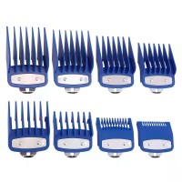 Набор универсальных насадок для машинок для стрижки волос с металлической клипсой черные 8 штук, 3-25 мм синий