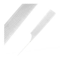 Расческа-гребень для вуального мелирования с металлическим хвостиком-шпикулем однорядная, 26 см белая