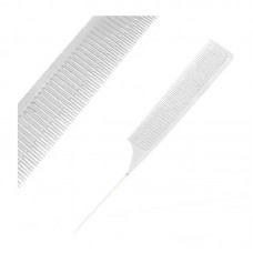 Гребінець для вуального мелірування з металічним хвостиком-шпикулем однорядний 26 см білий