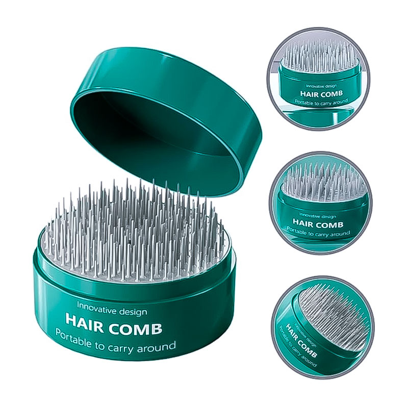 Компактний гребінець-масажер для волосся Pocket Hair Brush кишеньковий круглий білий