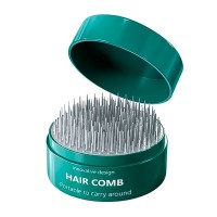 Компактний гребінець-масажер для волосся Pocket Hair Brush кишеньковий круглий зелений