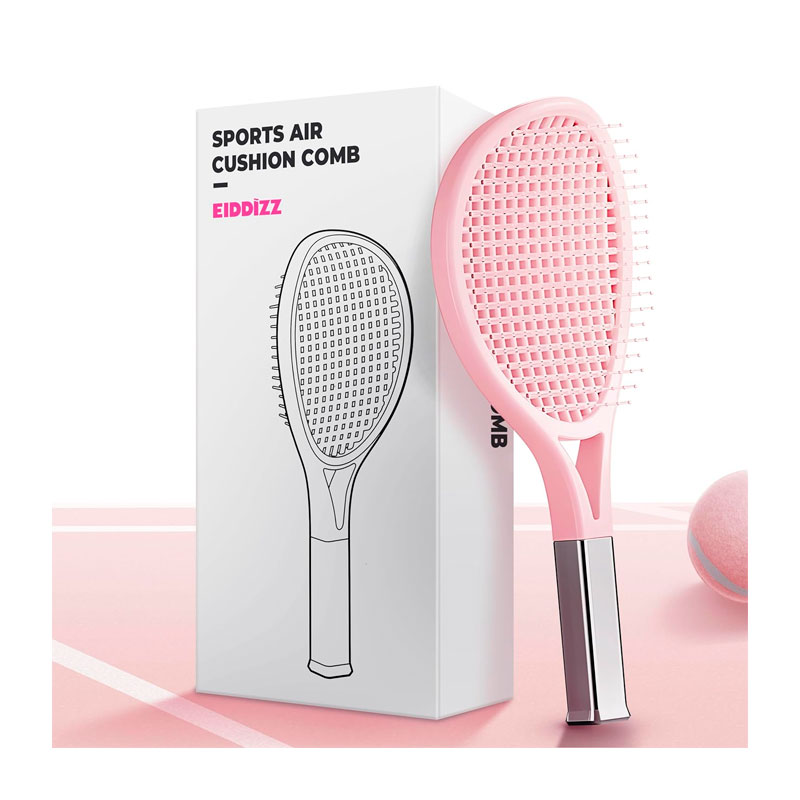 Продувная массажная щетка-браш Tennis Style Hair Brush для всех типов волос ультрамягкая розовая