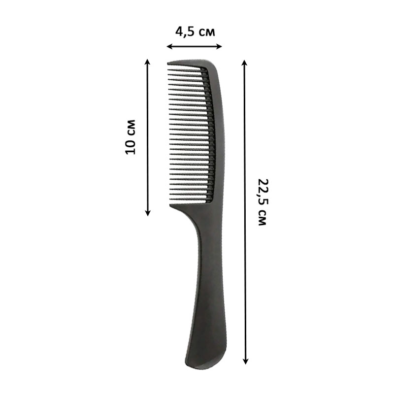 Перукарський гребінь Happy Hair Carbon Antistatic для укладання волосся з ручкою широкий чорний