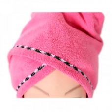 Рушник-тюрбан (чалма) для сушіння волосся з пухнастої мікрофібри (D-2), 62x25 см рожевий