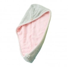 Рушник-тюрбан для сушіння волосся двосторонній флісовий з мікрофібри D4 62x25 см зелено-рожевий