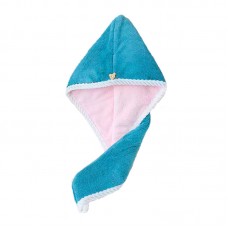 Рушник-тюрбан для сушіння волосся двосторонній флісовий з мікрофібри D4 62x25 см блакитно-рожевий