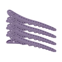 Перукарські кліпси-затискачі для волосся "Акула" пластикові, фіолетові 4 шт