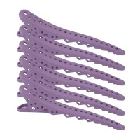 Парикмахерские клипсы-зажимы для волос "Акула" пластиковые, фиолетовые 6 шт