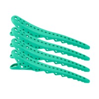 Парикмахерские клипсы-зажимы для волос "Акула" пластиковые, зеленые 4 шт