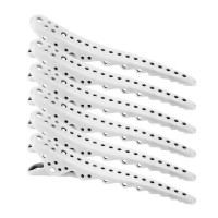 Перукарські кліпси-затискачі для волосся "Акула" пластикові, білі 6 шт