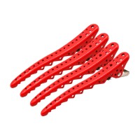 Парикмахерские клипсы-зажимы для волос акула металлические 10,3 см красные 4 шт