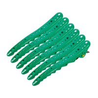 Парикмахерские клипсы-зажимы для волос акула металлические 10,3 см зеленые 6 шт