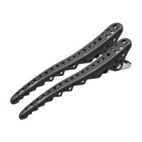 Перукарські кліпси-затискачі для волосся акула металічні 10,3 см чорні 2 шт