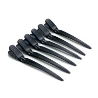 Затискачі-шпильки для стрижки волосся пробірні Качка металеві 10,5 см чорні 6 шт