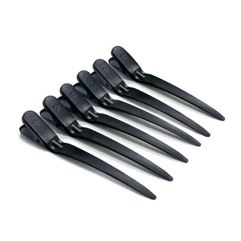 Затискачі-шпильки для стрижки волосся пробірні Качка металеві 10,5 см чорні 6 шт