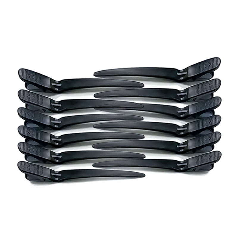 Затискачі-шпильки для стрижки волосся пробірні Качка металеві 10,5 см чорні 12 шт