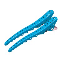 Перукарські кліпси-затискачі для волосся акула металічні 10,3 см блакитні 2 шт