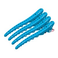 Перукарські кліпси-затискачі для волосся акула металічні 10,3 см блакитні 4 шт