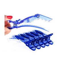 Затискач для волосся пластиковий крокодил, упаковка 6 шт прозоро-синій