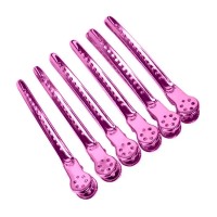 Зажимы-шпильки для стрижки волос проборные Утка металлические 9,5 см набор 6 шт розовые