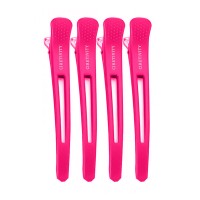 Парикмахерские клипсы-зажимы для волос CIRETIVITY "утка" плоские пластик/металл 11 см малиновые 4 шт