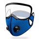 Маска-респиратор пятислойная со сменным угольным фильтром и двумя клапанами и защитой для глаз синяя
