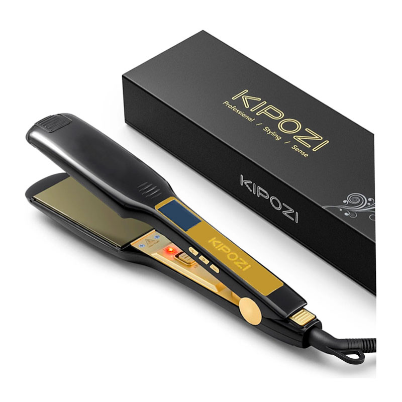 Професійна прасочка Kipozi для кератинового випрямлення волосся c титановими пластинами і дисплеєм чорний