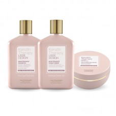 Набір Alfaparf Milano Lisse Design Keratin Therapy TRIO шампунь, кондиціонер, маска для блиску та шовковистості волосся 2x250+200