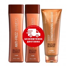 Набір Brazilian Blowout Anti-Frizz шампунь, кондиціонер, маска для розгладження волосся, 2х350/240 мл