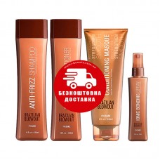 Набір Brazilian Blowout Anti-Frizz для домашнього догляду шампунь, кондиціонер, маска, спрей, 2х350/240/100 мл