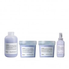 Набір Davines Love Lovely Smoothing шампунь, кондиціонер, маска і сироватка для розгладжування волосся 3x250+150 мл